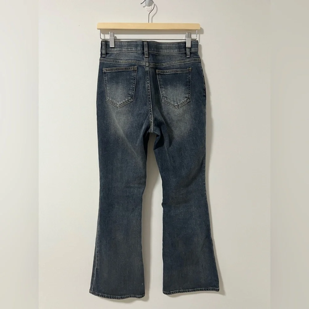 SPAO Y2K Bootleg Faded Blue Wide Leg Flare Jeans Korean Fashion - Picture 12 of 13